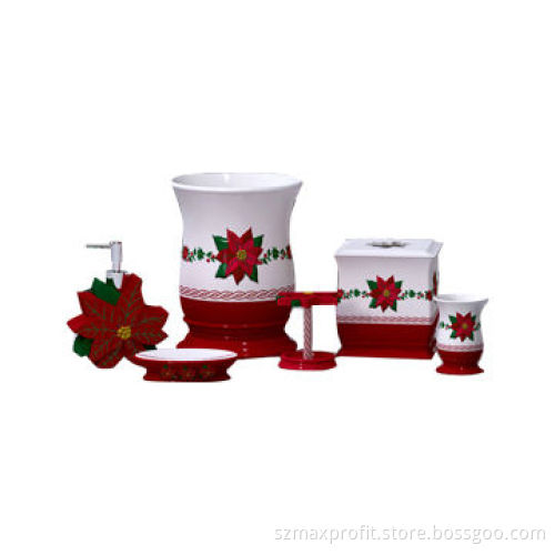 Christmas Bathroom Set, Made of Resin, Limestone Powder, Decal Paper Materials